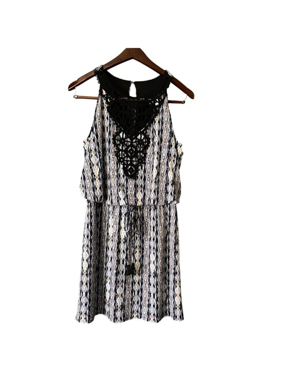White House Black Market Crochet Blouson Sleeveless Dress Womens Small Boho Chic